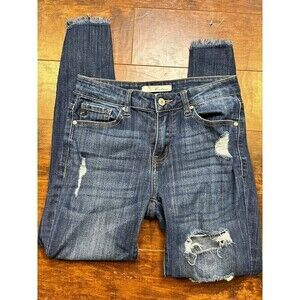 Kancan Womens Raw Hem Distressed Skinny Jeans Size 27